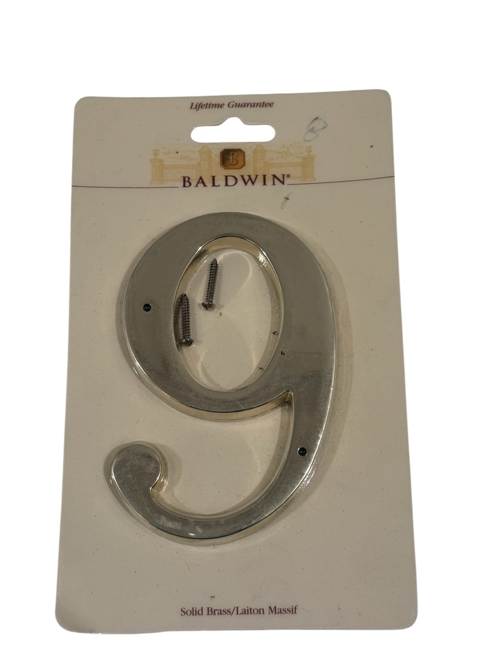 NEW Baldwin 100% Solid Brass House Number 9 ~ 5 Inch